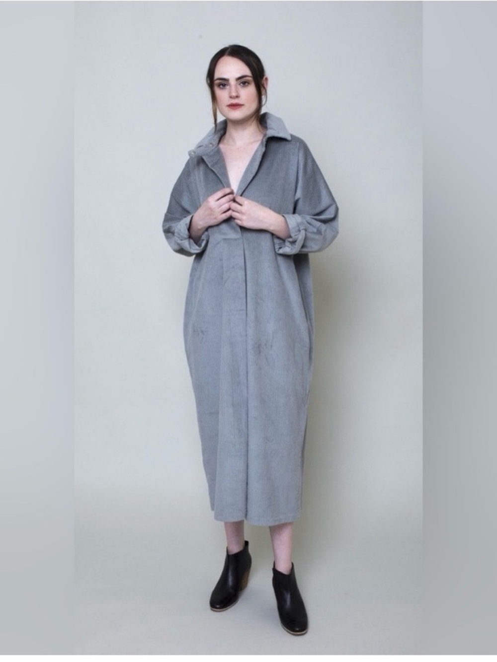 Rachel Comey Gray Marcelino Maxi Shirt Dress - Picture 2 of 8